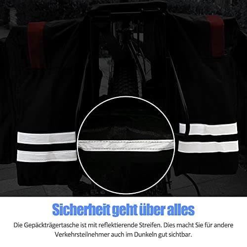 Tyuodna 30L Waterproof Bike Pannier Bag, Double Rear Rack Bags with Reflective Stripe, for Commute, Travel and Picnic (Red) — view 4