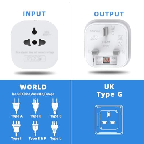 2Pack European to UK Plug Adaptor, US to UK Travel Plug Adapter — view 2