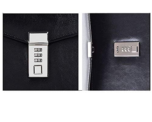 A4 Black PU Leather Men Briefcase Lockable with Password,Document Bag Case,File Folder Conference Meeting Files Storage Bag Business Handbag — view 3