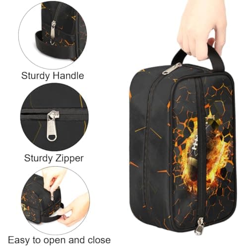 Travel Toiletry Bag for Boys Kids - 3D Rugby Ball Waterproof Hanging Dopp Kit for Men, Shaving Bag with Large Capacity for Bathroom, Sports, Shower — view 3