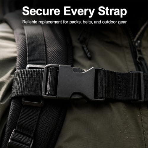 Livawnd 16 pieces of 20mm wide webbing buckles, black plastic replacement buckles, suitable for buckle maintenance luggage belt fasteners. — view 3