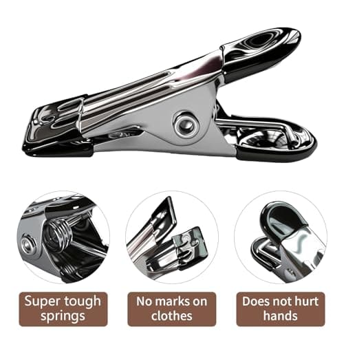 MOXYOY 20 Pcs Stainless Steel Clothes Pegs, Metal Clothe Peg Stainless Steel Peg Designed to Avoid Marks UV Resistant Metal Pegs for Clothes, Jeans, Socks, Towel, Photos (Black) — view 3