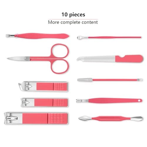 Manicure Set 10pcs Professional Nail Clippers Kit, Sakura Pink — view 2