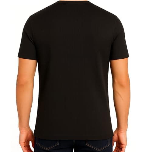 Golomak® Pack of 2 Mens Thermal Short Sleeve Tops, Warm Crew Neck Base Layer T-Shirts for Winter Work, Hiking & Outdoor Sports – Lightweight Thermal Underwear Shirts (Black, Medium) — view 4