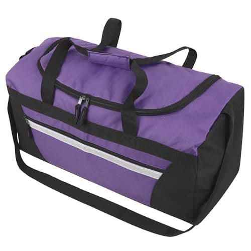 40 Litre, 22 Inch Duffle Bag for Women Men Travel; Large Duffel Bag with Shoulder Strap, Sections (Purple) — view 6