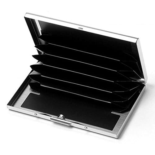 Doutop Credit Card Holder Card Wallet RFID Blocking Brushed Stainless Steel Bank ID Card Holder Case Box Pocket Purse for Men Women — view 5