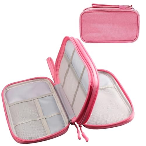 Teskyer Travel Cable Organiser Bag, Travel Essential, Pink