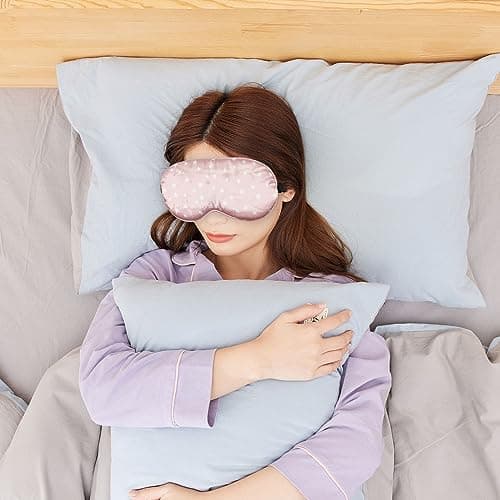 Silk Sleep Mask, Silk Eye Mask with Adjustable Strap for Sleeping Christmas Soft Eye Cover Star Eyeshade Blindfold for Night, Travel, Nap, Meditation Y7XXYZ (Pink) — view 5