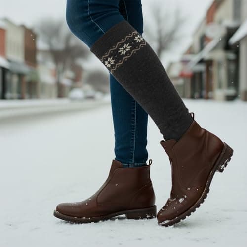 NinetoFiveLife Wool Socks for Women Ultra Soft Support Knee High, Travel, Hiking, Ski - Thermal Warm Winter Thick Socks, Black, 6 Plus Tall — view 4