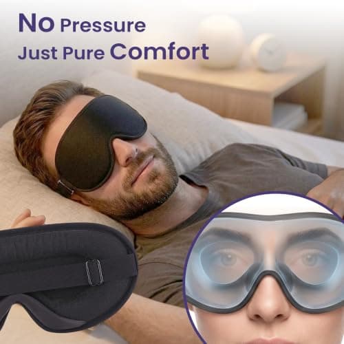 SWEKNAP Blackout Sleep Masks- Soft, Lightweight & Breathable Eye mask for Sleeping- Travel Essentials Gifts for Men and Women- Ideal for Nap with Adjustable Straps - Black — view 5