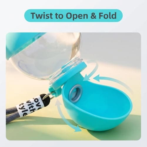 SINJAETRQ Blue 2-in-1 Portable Dog Water Bottle with Bowl, 285ml Leak Proof Dog Travel Water Bottle, BPA-Free Foldable Pet Dispenser for Walking Hiking & Outdoor — view 3