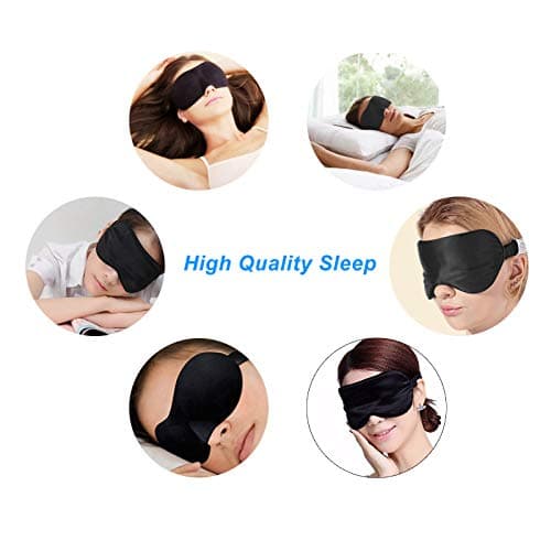 Silk Eye Mask for Sleeping Super Smooth Sleep Mask Silk Blindfold Blackout Eye Cover Portable Eye Shade Cotton Filled with Elastic Strap for Women & Men — view 4