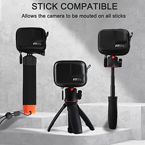 FiTSTILL Black Mini Carrying Bag Case for Go Pro Hero 13/12/11/10/9/8/7/(2018)/6/5 Black,Hard Shell Travel Storage Case for DJI Osmo Action 2,AKASO,Campark,YI Action Camera and More — view 6