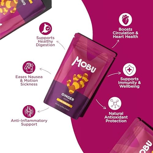 Ginger 1000mg 120 Tablets | Ginger Root Extract | Digestion, Travel Sickness & Joint Support | Letterbox Friendly | Vegan UK Made | GMP Approved | MOBU — view 2