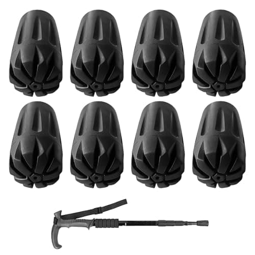 8PCS Nordic Walking Pole Rubber Tips - Replacement Grip Stoppers for Hiking & Trekking Poles, 11x32mm Durable Traction Pads for Asphalt, Gravel & Mountain Terrain