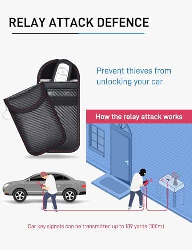 WHonor Faraday Pouch for Car Keys, Keyless Entry Signal Blocker, Anti-Theft RFID Blocking Key Fob Protector for Car Security (4 Pack) — view 2