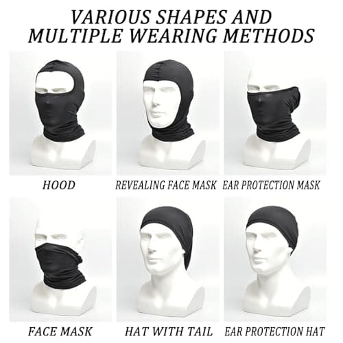 JiaYouLC 2 Pack Kids Lightweight Balaclava Childs Thin Helmet Liner Ski Face Mask for Skiing Cycling Fishing (UK, Alpha, One Size, Black + Pink) — view 2