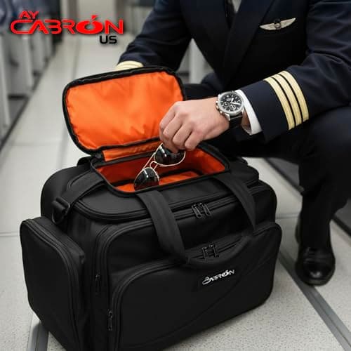 Ay Cabron™ Professional-Grade Pilot Flight Deck Trolley Bag – MADE BY PILOTS FOR PILOTS – Lightweight & Water-Resistant | Airbus & Boeing Compatible., Black, L, With Trolley — view 2