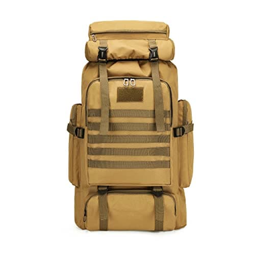 Dressfo 80L Hiking Camping Backpack,Hunting Climbing Backpack for Outdoor,Backpack Water Resistant,Tactical Backpack for Men Women (YELLOW)