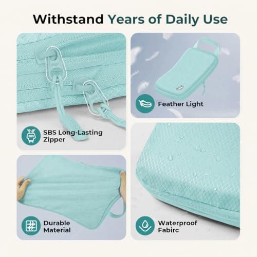 Samfolk Compression Packing Cubes for Suitcases Packing Cubes Compression Set Waterproof Suitcase Organiser Bags for Travel Suitcase Luggage Packing Organizer Bags Travel Essentials LakeBlue 8 Set — view 3