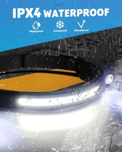 LED Head Torch Rechargeable, 1200LM 2 Spot Light 230°COB Headlamp with Motion Sensor Control, 5 Modes, 12 Hours Runtime, IPX4 Waterproof, Lightweight Headlamp for Camping Running Fishing(2 Pack) — view 6