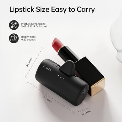 iWALK 5500mAh Portable Charger, 20W Fast Charging Power Bank with Built-in USB-C & Lightning Connectors, Mini Plug-in Battery Pack for iPhone 17/16/15/14/13/12, Android Phones & AirPods, Black — view 4