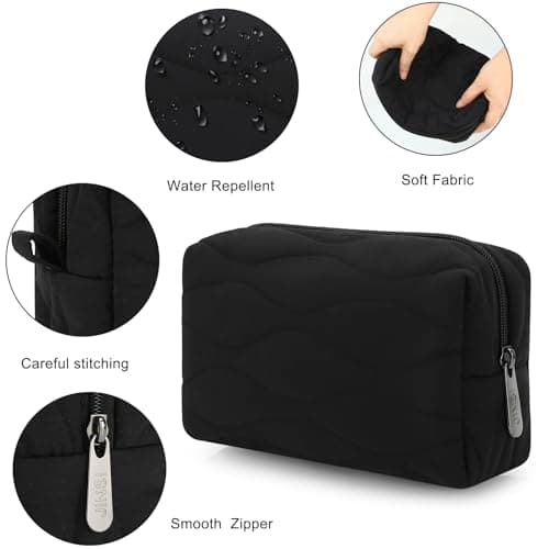 DOB SECHS Waterproof Canvas Mini Travel Makeup Carrying Case Wash Bags Cosmetic Bag Portable Electronics Accessories Organizer Wash Gym Shaving Bag (#93-Black, Small) — view 5