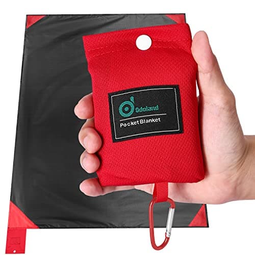Odoland Picnic Blanket 110 x 160 cm Pocket Blanket Heatproof Sandproof Thin Ground Sheet - Lightweight Foldable Beach Mat for Outdoor Camping, Travel, Hiking, Picnic for 1-2 People