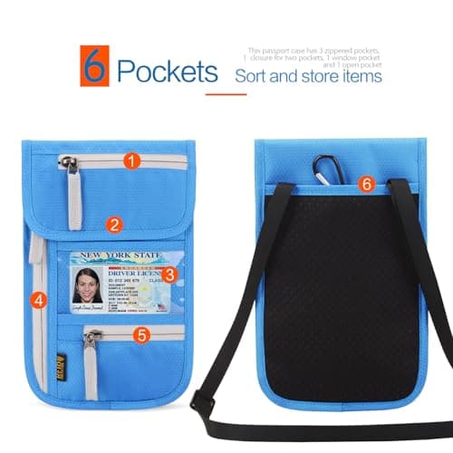 Arouselove Neck Wallet Lightweight RFID Blocking Waterproof Travel Pouch Passport Wallets for Women Men, A-Green, Lightweight Waterproof — view 3