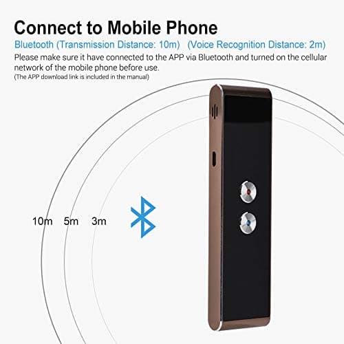 Portable Smart Voice Translator, Handheld Two Way Real Time Instant Multi-Language Translator Speech/Text Translation Device for Learning Travel Meeting, Support 40 Languages (Brown) — view 3