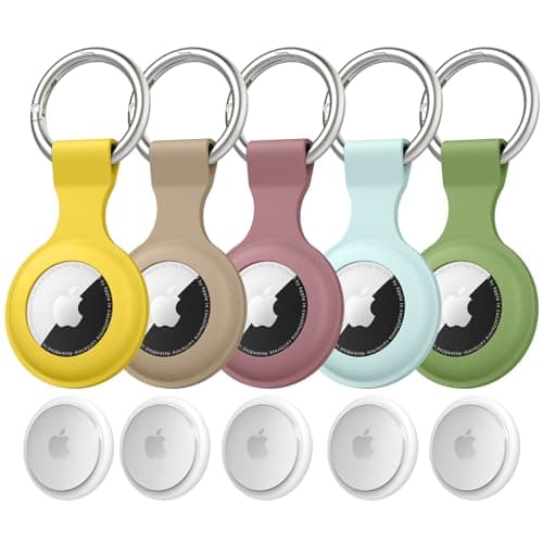 [5-Pack] for AirTag Holder - Silicone Case for AirTag Keyring for Keys, Bags, Luggage, Pet Collars - Anti-Lost and Scratch-Resistant Design for Apple Air Tags 2021 (Pack F)