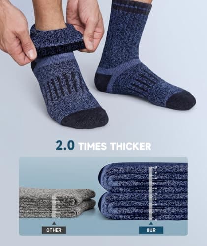 BESTENA 5 Pairs Mens Merino Wool Hiking Socks Thermal Socks for Men Winter — view 3