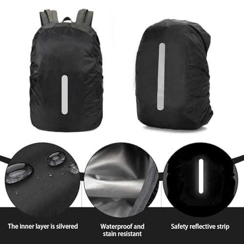 Waterproof Backpack Rain Cover, 30L-40L Reflective Rucksack Rainproof Covers, Ultralight Dustproof Abrasion Resistant Protective Cover for Outdoor Hiking Camping Hunting Traveling Cycling Climbing — view 3