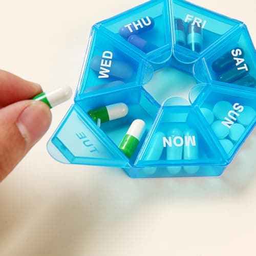 Labyrinxel 4pcs Weekly Pill Box Organiser Mini Portable 7 Day Tablet Storage Case with Snap-Shut Lids for Travel and Daily Use — view 3