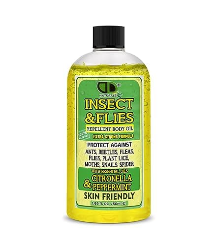 DD Teck Mosquito Repellent, Insect Repellent, Fly & Tick Repellent Body Oil with Citronella & Peppermint Essential Oils for All Body Types DEET-Free. Safe for Women & Kids. Travel Size (50ml Cap)