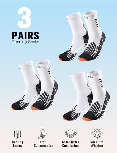 Lounwee Crew Compression Running Socks: 15-20 mmhg Arch Support Compression — view 4