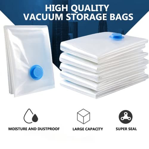 Vacuum Storage Bags for Clothes - 6 Pack(2 Jumbo + 2 Large Medium) Reusable Sealer with Double Zip Seal Travel Space Saver Duvets, Bedding, Quilts, Pillows — view 6
