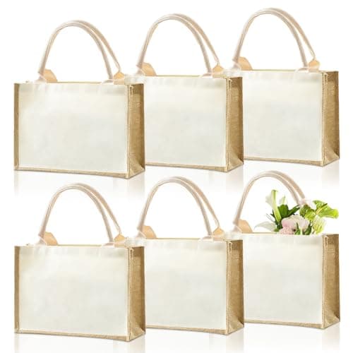 SHILIPAIJC 6pcs Plain Tote Bags, Jute Bags Shopping Bag Beach Bag