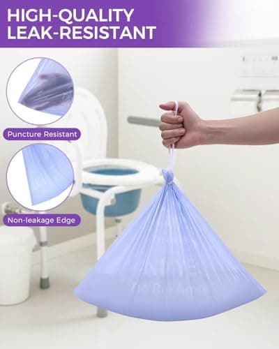 30 Pcs Bedside Commode Liners with Absorbent Pads, Tear-Free Leak-Proof Lavender Scented Commode Bags and Pads, Odor-Free Portable Toilet Liners & Potty Chair Poop Bags for Disposable Adult, Bedpan — view 3