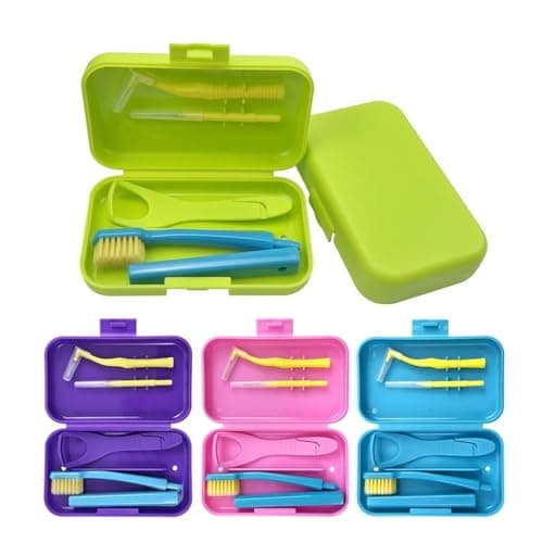 Portable Toothbrush Box Orthodontic Oral Hygiene Tools Kits Interdental Brush Tongue Scraper Travel Teeth Whitening(Orange) — view 2