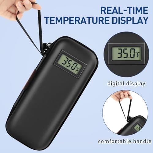 Insulin Cooler Travel Case, refrigerated Medicine Travel case with 2 Reusable Ice Packs TSA Approved for Diabetic Supplies Patent Pending,Portable Temperature Display Medicine Travel Cooler (Black) — view 2