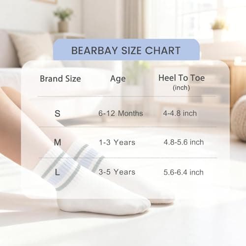 Bearbay Non-slip Toddler Cotton Crew Ankle Grip Socks for Baby Walking — view 3