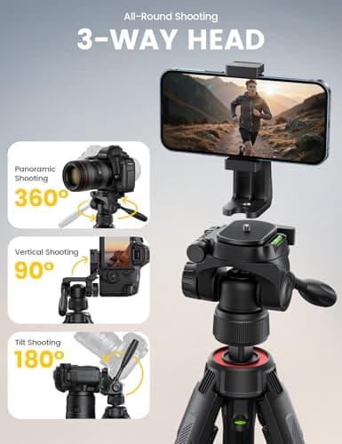 Lamicall 67inch Camera Tripod, [Rapid Leg Deployment] Camera Stand — view 4