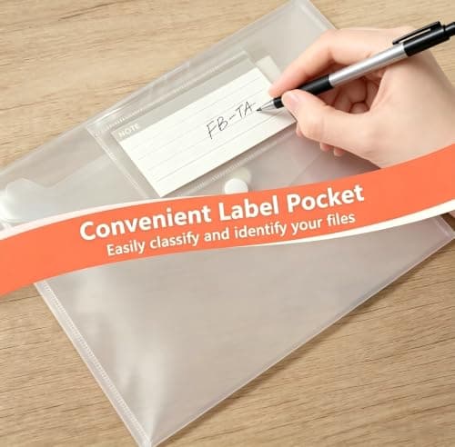 10 Pack A4 Wallet Files Clear Waterproof Files Folder with Labels and Snap Plastic Wallets File Bag Suitable for Home Office School and Travel Supplies (10) — view 5
