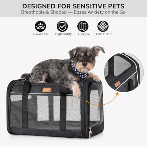 Morpilot Large Pet Carrier Bag, 51×33×33cm Breathable Carry Bag with Washable Cushion, Anti-collapse Travel Handbag for Cats Small Dogs, Perfect for Car Rides Train Trips & Vet Visits — view 3