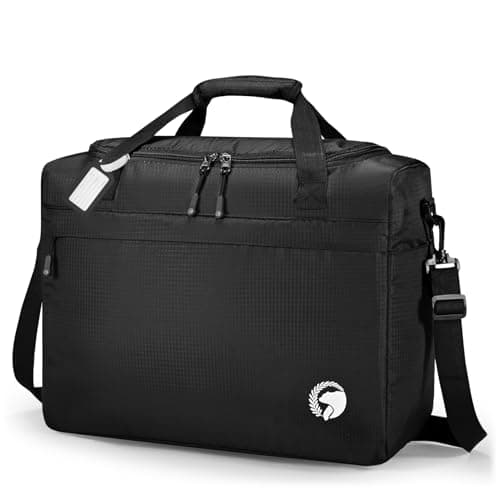 BAGZY 40x30x15cm Underseat Cabin Bag Luggage Foldable Travel Bag 20L Waterproof Holdall Hand Luggage Case Nylon Carry on Luggage Weekend Duffle Gym Bags Baggage Organiser Storage for Women Men Black