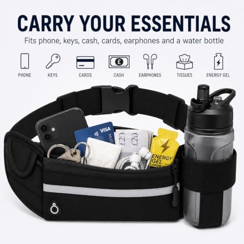 Running Belt with Water Bottle Holder, Hydration Waist Pack for Phone Keys — view 6