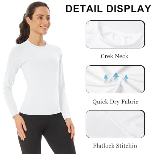 HYCOPROT 4 Pack Women's Thermal Compression Shirts Long Sleeve Fleece Lined Athletic Tops Winter Baselayer Workout Underwear Shirt Warm Wicking Crew Neck Basic Tee Gym Clothing Yoga Running Hiking — view 5