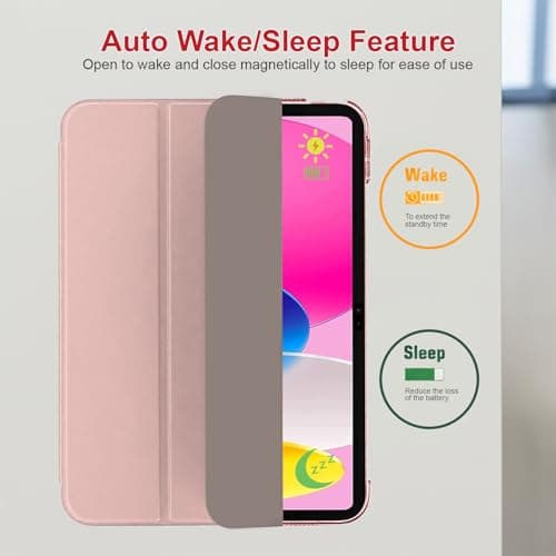 GALTD for iPad A16 Case Smart, 11th Generation 11inch/iPad 10th Generation Case 10.9" (2025-2022) Auto Wake/Sleep Cover, Slim Stand Cover with Hard Back, Support Touch ID, Rose Gold — view 4