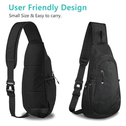 TITECOUGO Small Sling Bag Lightweight Crossbody Bag for Women Rucksack for Men Running Backpack Travel Chest Pack Shoulder Daypack for Hiking Outdoor Gym Work Sports Black/Black — view 3